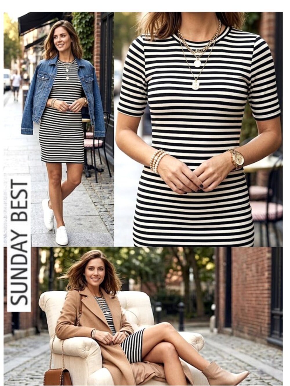 Aritzia - SUNDAY BEST - Miller dress, Black and white striped mini dress